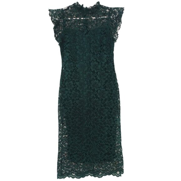 En Focus Studio Short dress with green lace overlay , size 6, NWT - Picture 1 of 8